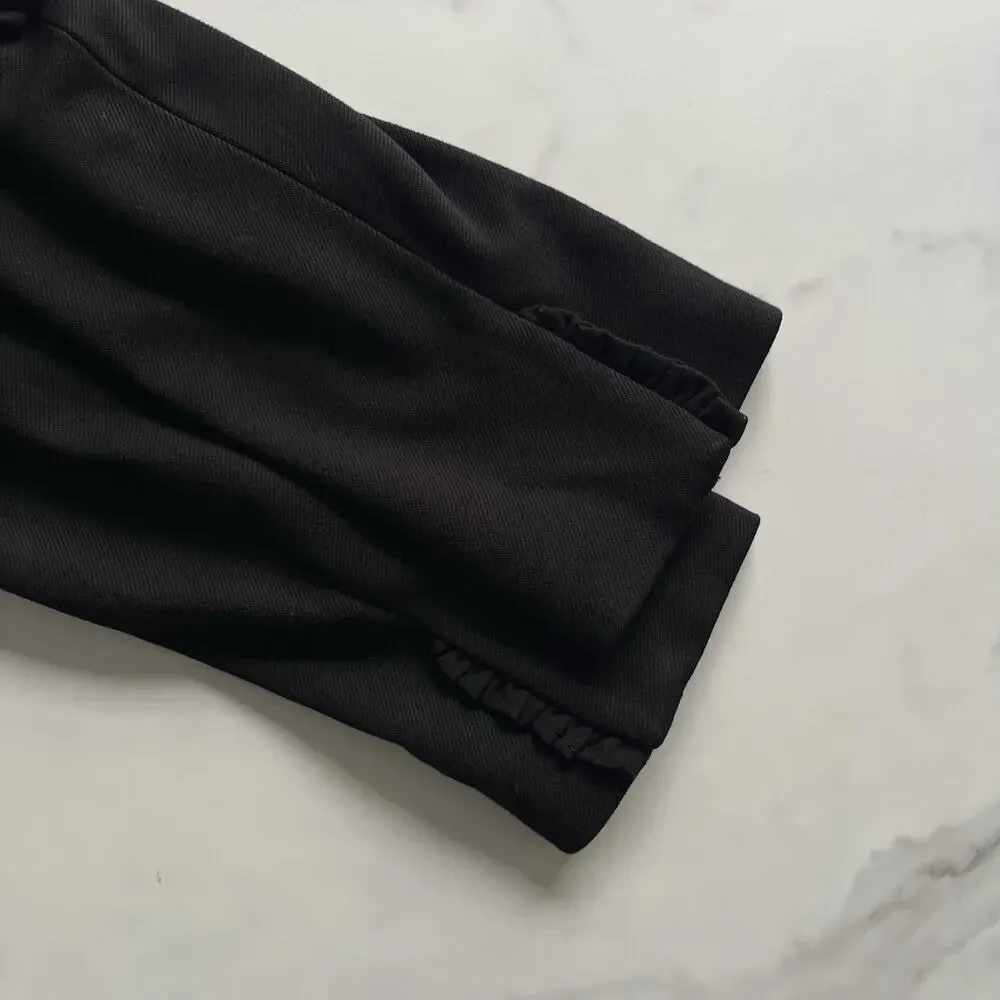 J.Crew Black Going Out Blazer with Ruffles Size 14 Cropped Preppy Chic Jacket